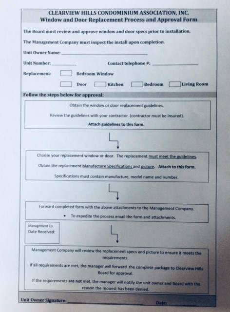 Window Incharger Form window.door replacement form | CM Property Management